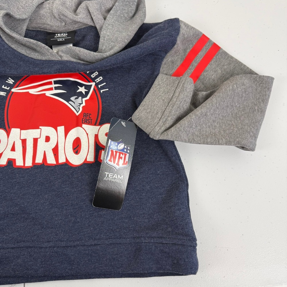 NFL Team Apparel Patriots Hoodie Girls Size M 5/6 Navy Grey New England Football - Picture 10 of 11